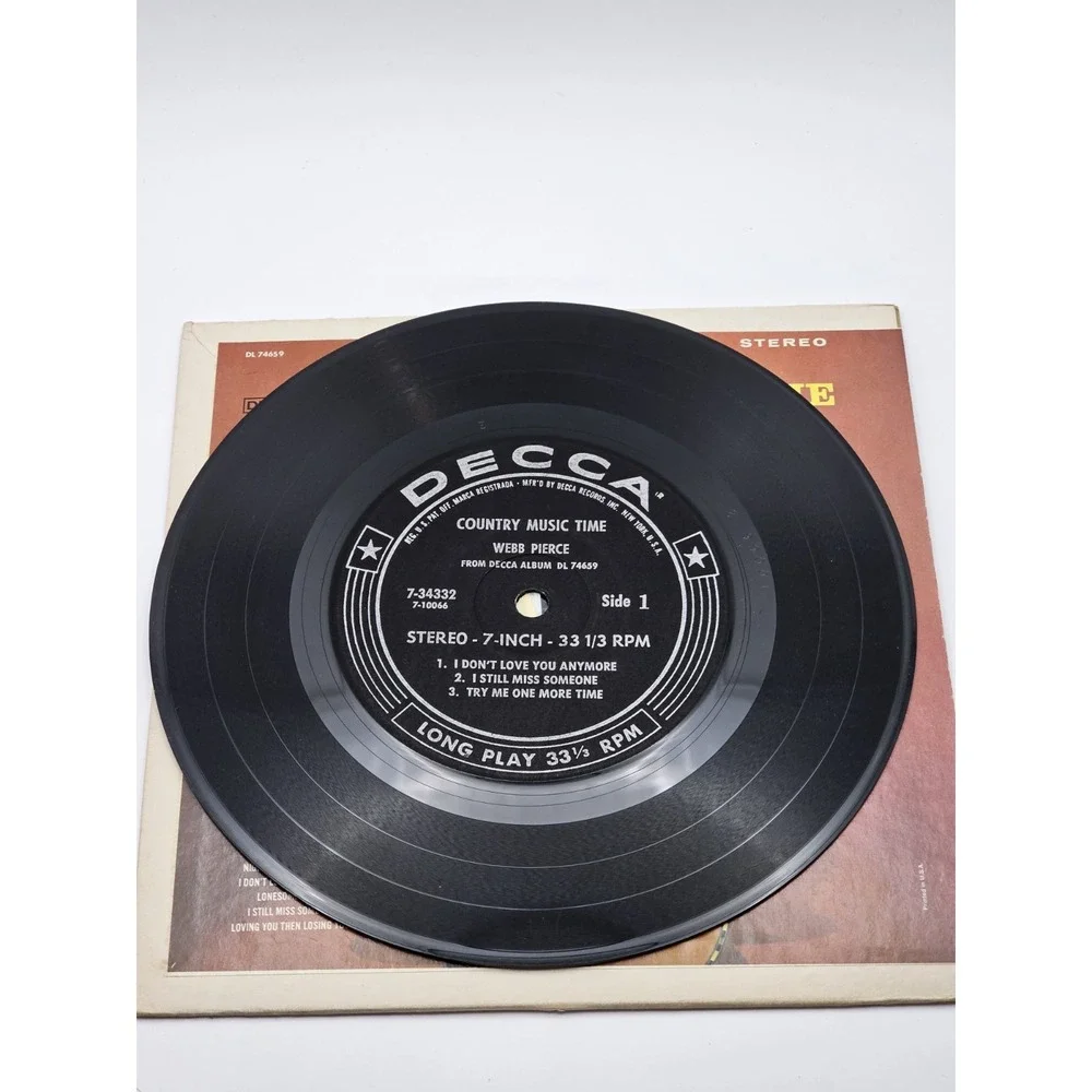 WEBB PIERCE 7" 33 1/3 Jukebox EP - Country Music Time DECCA DL 74659 Nice! - Picture 4 of 4